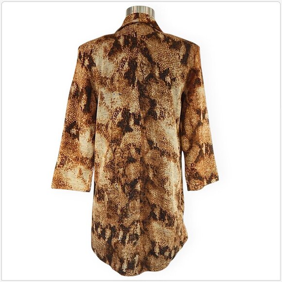 Alberto Makali Brown Animal Snake Print Open Front High Low Jacket NWT New M - Picture 3 of 4